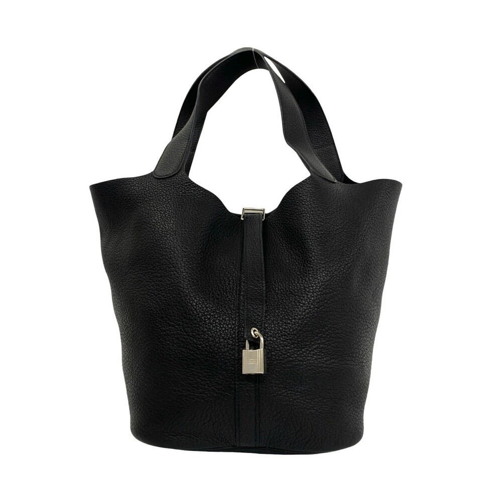 HERMES Picotin Lock GM Taurillon Clemence Handbag Tote Bag Black 619-4